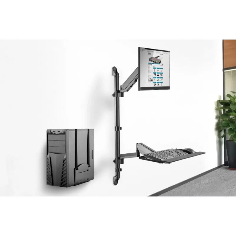 DIGITUS Sit-Stand Workstation wall single mount, black max load capacity: 1-8kg,max Screen Size: 17-32in