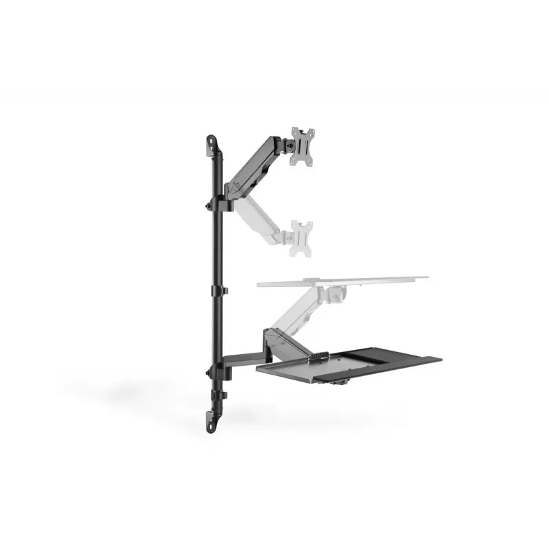 DIGITUS Sit-Stand Workstation wall single mount, black max load capacity: 1-8kg,max Screen Size: 17-32in