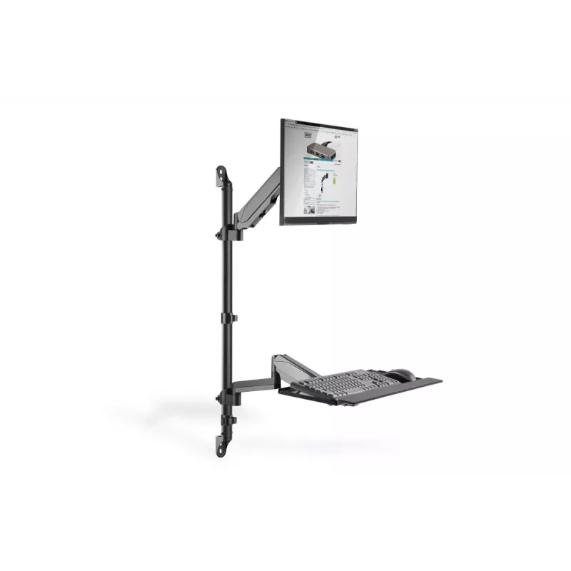 DIGITUS Sit-Stand Workstation wall single mount, black max load capacity: 1-8kg,max Screen Size: 17-32in