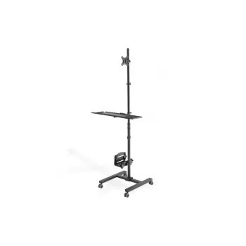 DIGITUS Mobile Workstation (Monitor Mount, PC Holder) max. 8 kg load,32in screen max - black