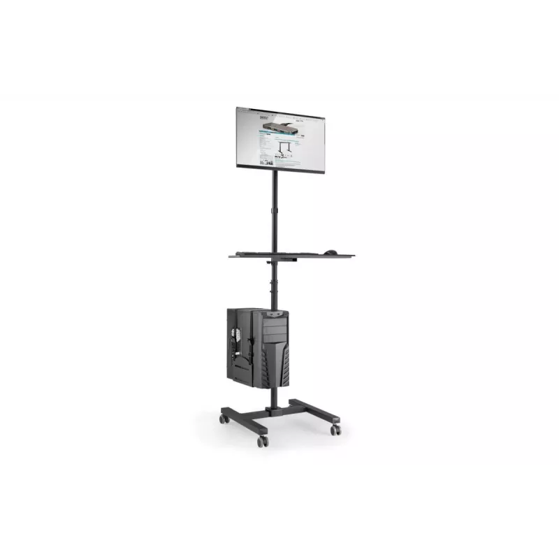 DIGITUS Mobile Workstation (Monitor Mount, PC Holder) max. 8 kg load,32in screen max - black