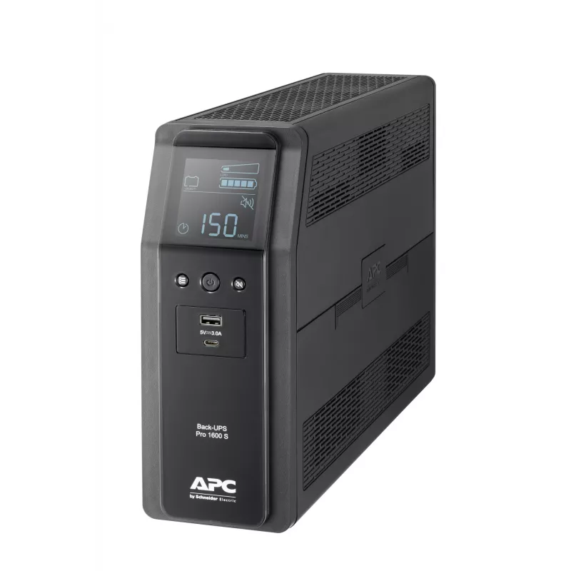 APC Back-UPS Pro, 1600VA/960W, Tower, 230V, 8x IEC C13 outlets, Sine Wave, AVR, USB Type A + C ports, LCD, User Replaceable Battery