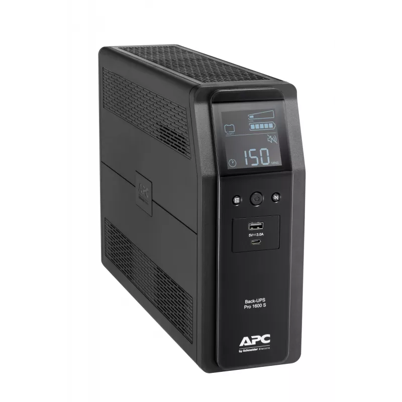APC Back-UPS Pro, 1600VA/960W, Tower, 230V, 8x IEC C13 outlets, Sine Wave, AVR, USB Type A + C ports, LCD, User Replaceable Battery