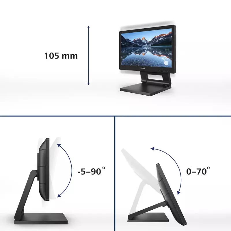 Philips 162B9T/00 computer monitor 39.6 cm (15.6 inch) 1366 x 768 pixels HD LCD Touchscreen Black
