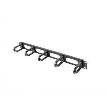 Cable management panel LANBERG AK-1205-B, 1U metal, 19 inch (482.6 mm) width, 80 mm depth, black