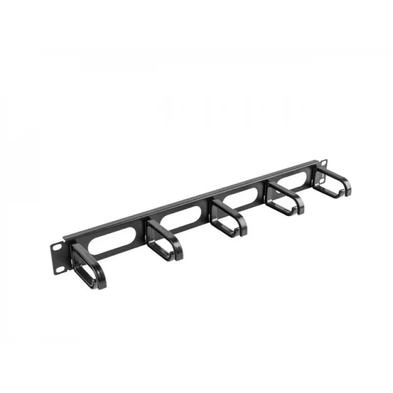 Cable management panel LANBERG AK-1205-B, 1U metal, 19 inch (482.6 mm) width, 80 mm depth, black