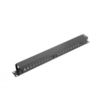 Rack cable management panel LANBERG AK-1201-B — 1U metal, 19 inch (48.3 cm), depth 67.5 mm, black
