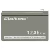 Qoltec 53049 AGM Battery 12V 12Ah VRLA Sealed Lead Acid Maintenance-Free for UPS, Alarm, Emergency Lighting, Grey
