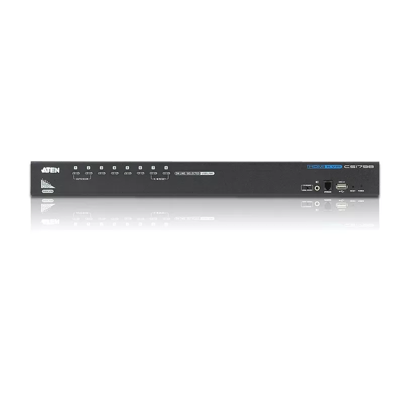 ATEN CS1798 8-Port USB HDMI/Audio KVM Switch, 1920 x 1200 (WUXGA), USB 2.0 hub, rack-mountable