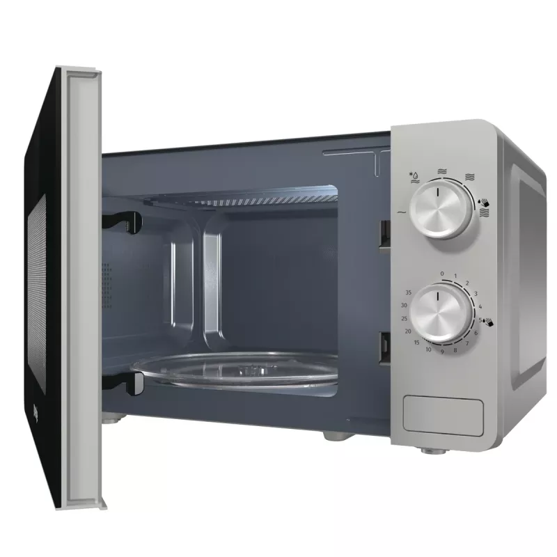 Solo microwave Gorenje MO20E1S — 20 L, 800 W, rotary control, 270 mm turntable, stainless steel/black