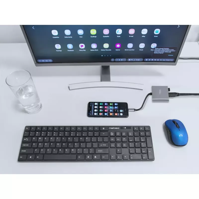 NATEC Fowler Mini USB-C Multiport Adapter, USB-C PD, USB 3.0, HDMI 4K, Grey