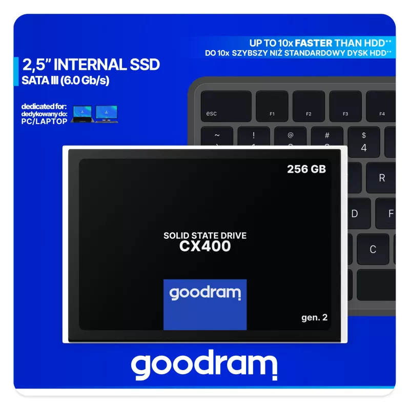 SSD 2.5 inch SATA III Goodram SSDPR-CX400-256-G2 256 GB, 550 MB/s read, 480 MB/s write