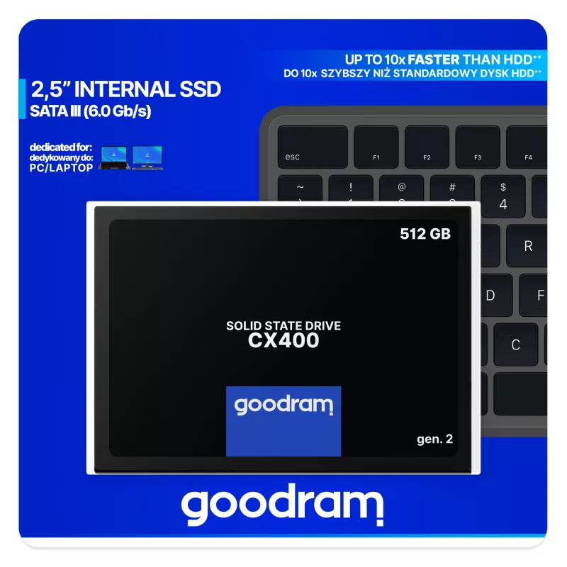 2.5 inch SATA III SSD GOODRAM SSDPR-CX400-512-G2 — 512 GB, 550/500 MB/s, 3D TLC