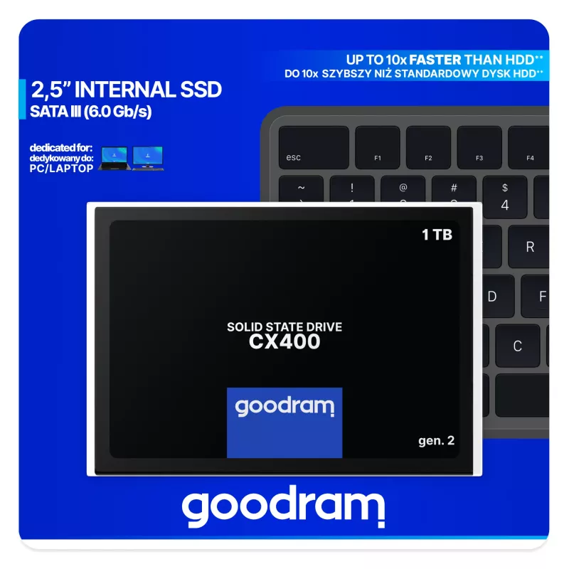 SSD 2.5 inch SATA III GOODRAM CX400 gen.2 — 1.02 TB (1024 GB), 550/500 MB/s, 3D TLC