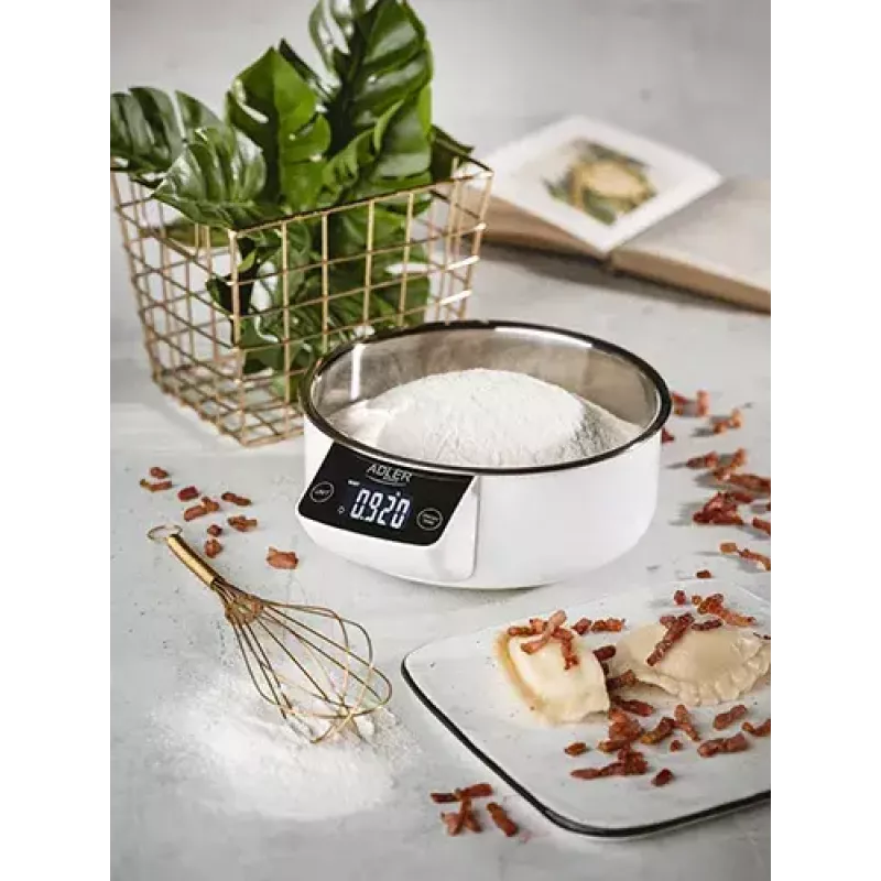 Electronic kitchen scale Adler AD 3166 — 5 kg capacity, 1 g accuracy, stainless steel bowl 0.9 L, LCD, timer