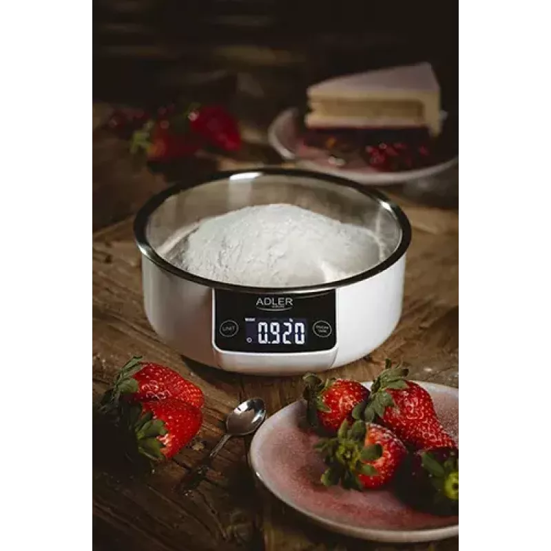 Electronic kitchen scale Adler AD 3166 — 5 kg capacity, 1 g accuracy, stainless steel bowl 0.9 L, LCD, timer