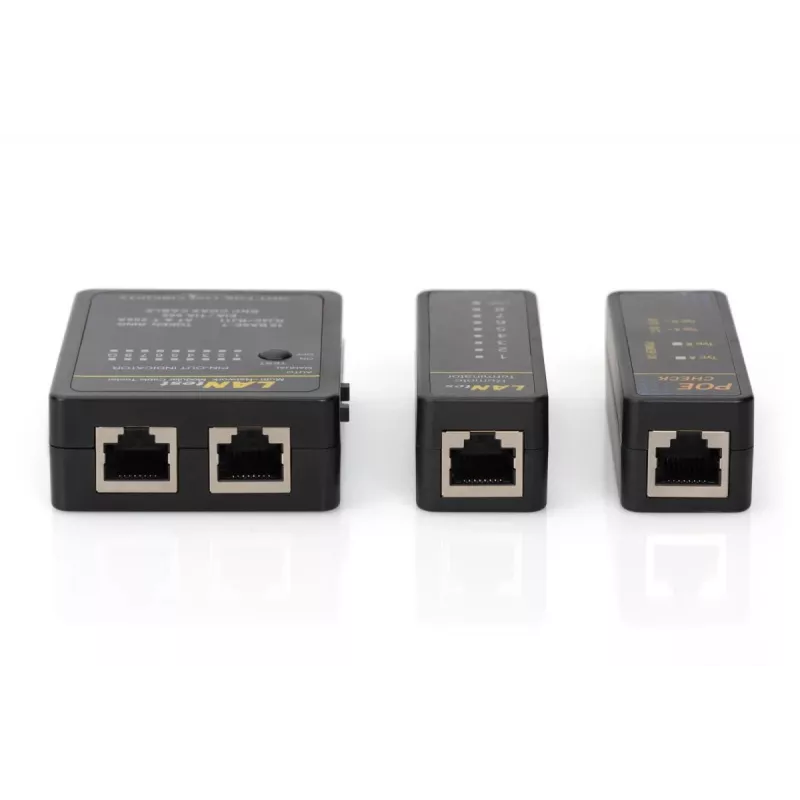 DIGITUS Cable tester, network, RJ45, BNC main device, remote unit, PoE tester, with case