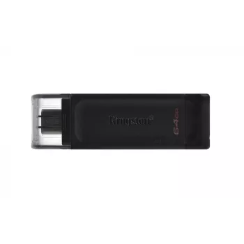 Kingston Technology DataTraveler 64GB USB-C 3.2 Gen 1 70, 64 GB, USB Type-C, 3.2 Gen 1 (3.1 Gen 1), Cap, 7 g, Black