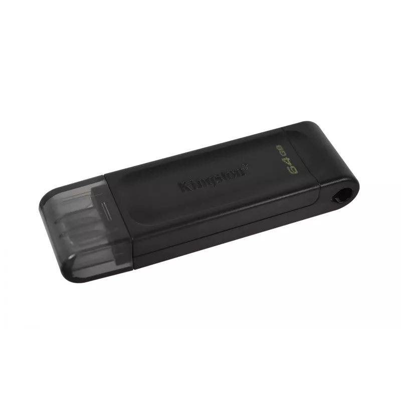 Kingston Technology DataTraveler 64GB USB-C 3.2 Gen 1 70, 64 GB, USB Type-C, 3.2 Gen 1 (3.1 Gen 1), Cap, 7 g, Black