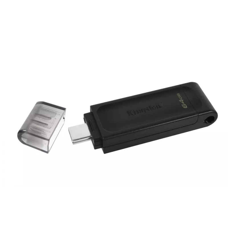 Kingston Technology DataTraveler 64GB USB-C 3.2 Gen 1 70, 64 GB, USB Type-C, 3.2 Gen 1 (3.1 Gen 1), Cap, 7 g, Black