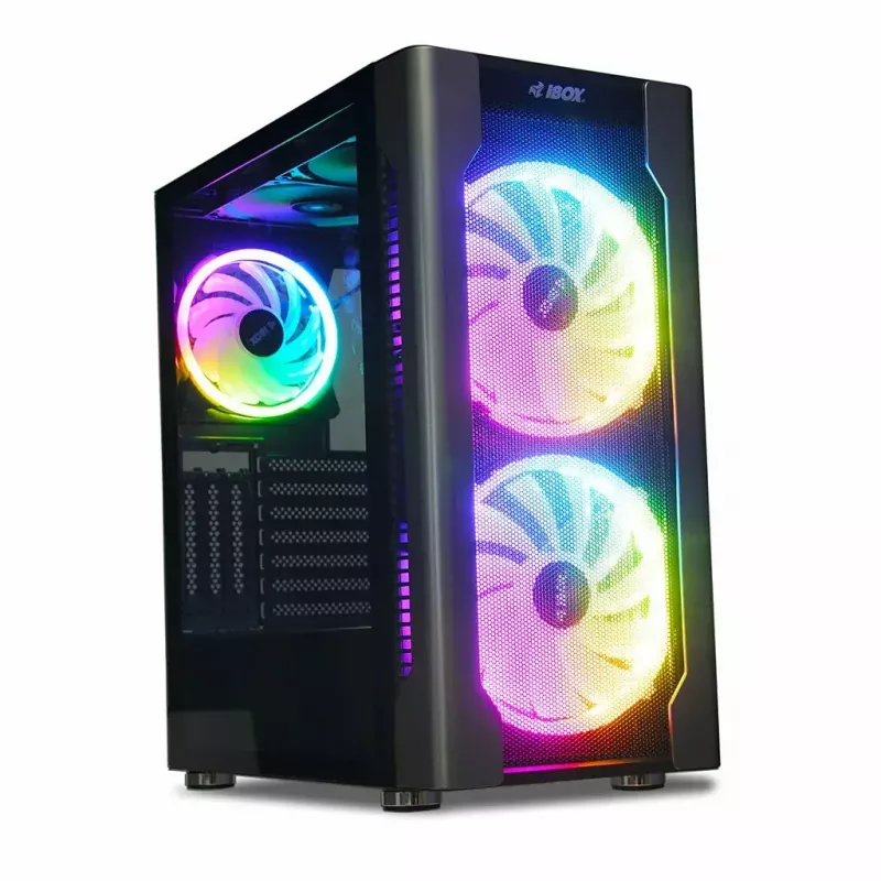 PC Case IBOX Chiron ZH68 Gaming, ATX Midi-Tower, EATX support, black, side window, lighting