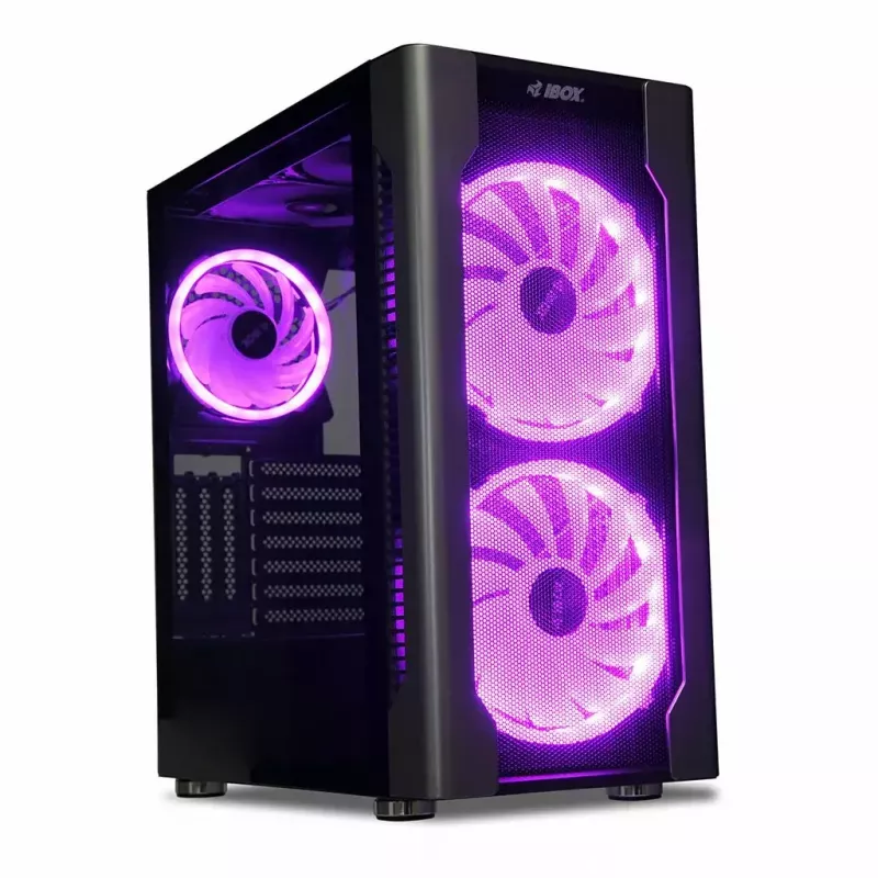 PC Case IBOX Chiron ZH68 Gaming, ATX Midi-Tower, EATX support, black, side window, lighting