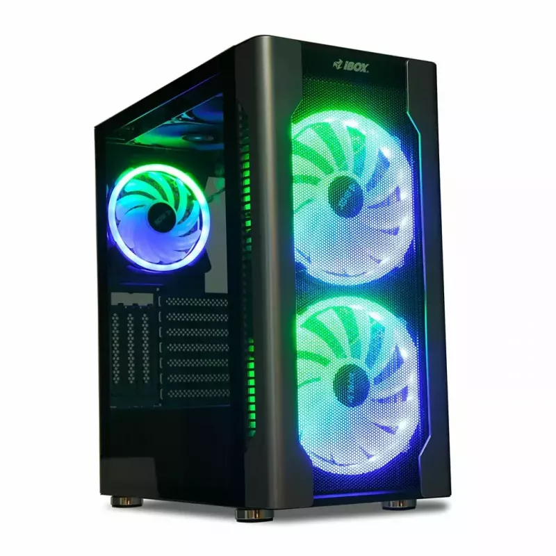 PC Case IBOX Chiron ZH68 Gaming, ATX Midi-Tower, EATX support, black, side window, lighting