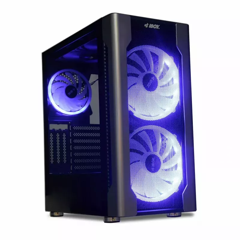 PC Case IBOX Chiron ZH68 Gaming, ATX Midi-Tower, EATX support, black, side window, lighting