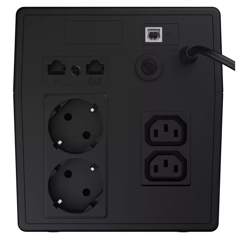 Uninterruptible Power Supply Green Cell UPS08 — Line-Interactive 700 W / 230 V, 4× IEC outlets, USB, RJ-45, 12 V 7 Ah battery, tower, black