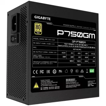 Gigabyte P750GM Power Supply 750 Watts Efficiency 80 PLUS GOLD, PFC Active, MTBF 100000 hours