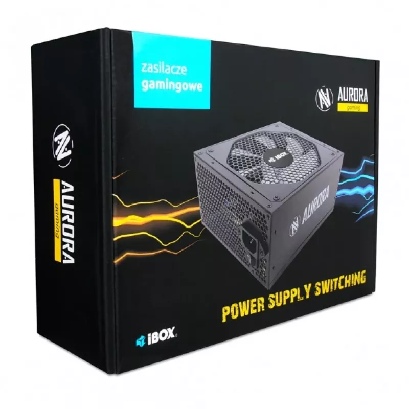 Power supply unit IBOX iBox Aurora 600 W 20+4 pin ATX, 140 mm fan, metal housing, black