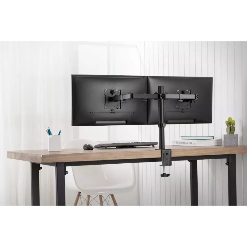 DIGITUS Univer.dual Monitor Clamp Mount 17-32in 2x 8kg (max.) Black