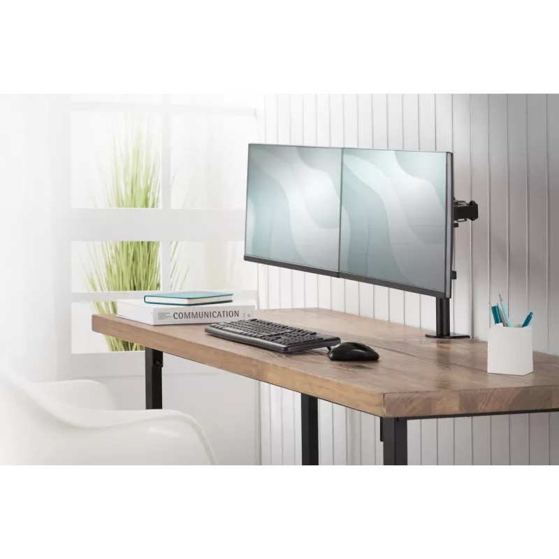 DIGITUS Univer.dual Monitor Clamp Mount 17-32in 2x 8kg (max.) Black