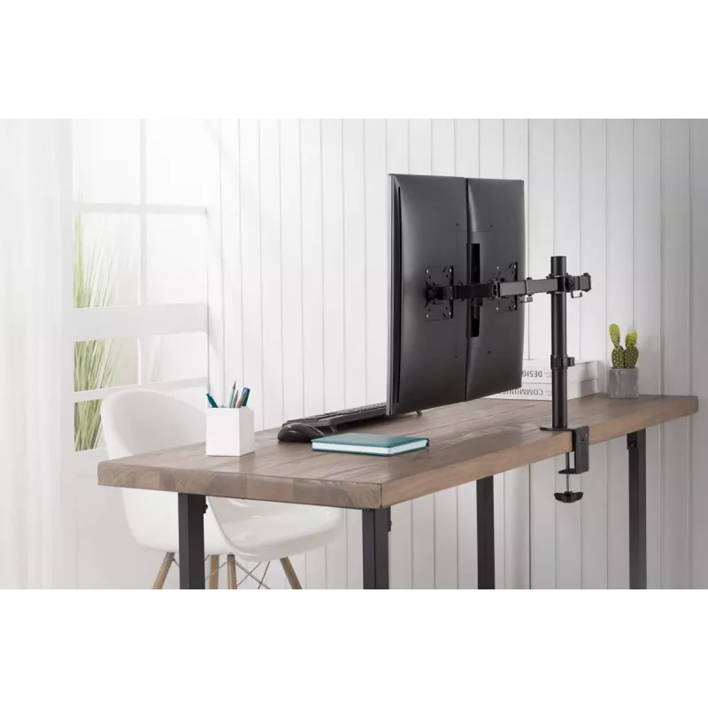 DIGITUS Univer.dual Monitor Clamp Mount 17-32in 2x 8kg (max.) Black
