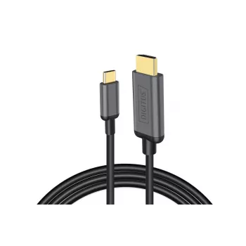 DIGITUS USB-C - HDMI Adapter, 2m 4K/30Hz, black, metal housing