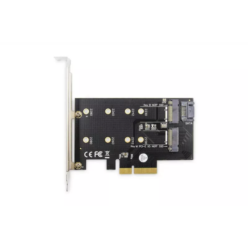 DIGITUS M.2 NGFF/NVMe SSD Pci-e Add-On card supports B, M and B+M Key, size 80,60,42 and 30mm