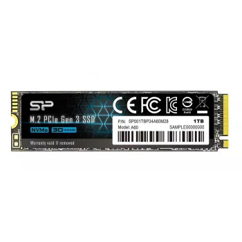 SSD M.2 2280 Silicon Power 1000GB NVMe PCIe Gen3x4, Read 2200 MB/s, Write 1600 MB/s
