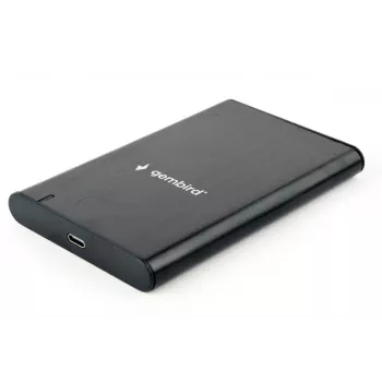 GEMBIRD USB 3.1 2.5in SATA HDD Enclosure with Type-C Port, Brushed Aluminum - Black
