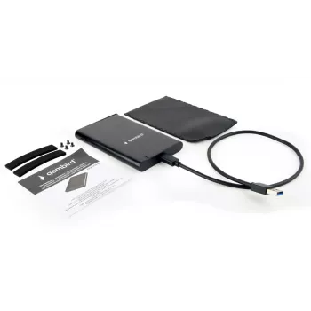 GEMBIRD USB 3.1 2.5in SATA HDD Enclosure with Type-C Port, Brushed Aluminum - Black