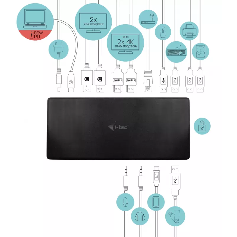 Docking Station i-tec USB-C Quattro Display Docking Station with Power Delivery 85 W