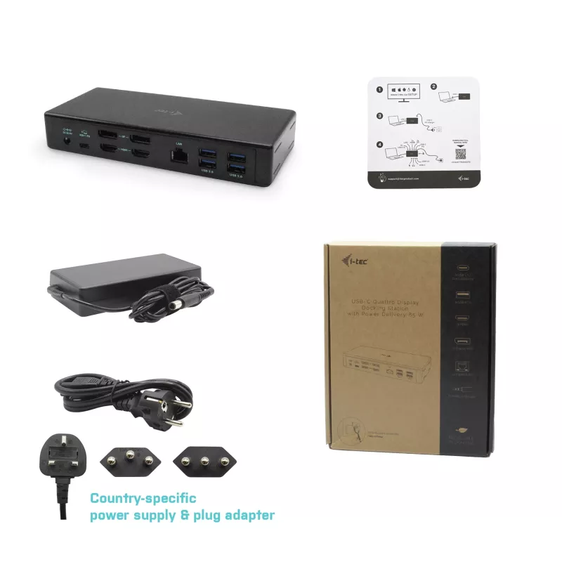 Docking Station i-tec USB-C Quattro Display Docking Station with Power Delivery 85 W