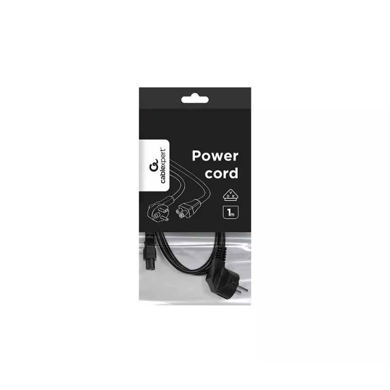Power cable GEMBIRD PC-186-ML12-1M — 1 m, CEE7/7 (male) to C5 coupler, black