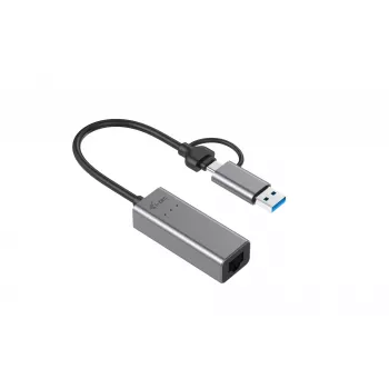 i-tec Metal USB-C/USB-A 2.5Gbps Ethernet Adapter, Wired, USB Type-A/USB Type-C, Ethernet, 2500 Mbit/s, Grey