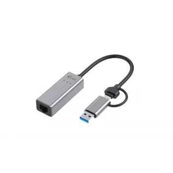 i-tec Metal USB-C/USB-A 2.5Gbps Ethernet Adapter, Wired, USB Type-A/USB Type-C, Ethernet, 2500 Mbit/s, Grey
