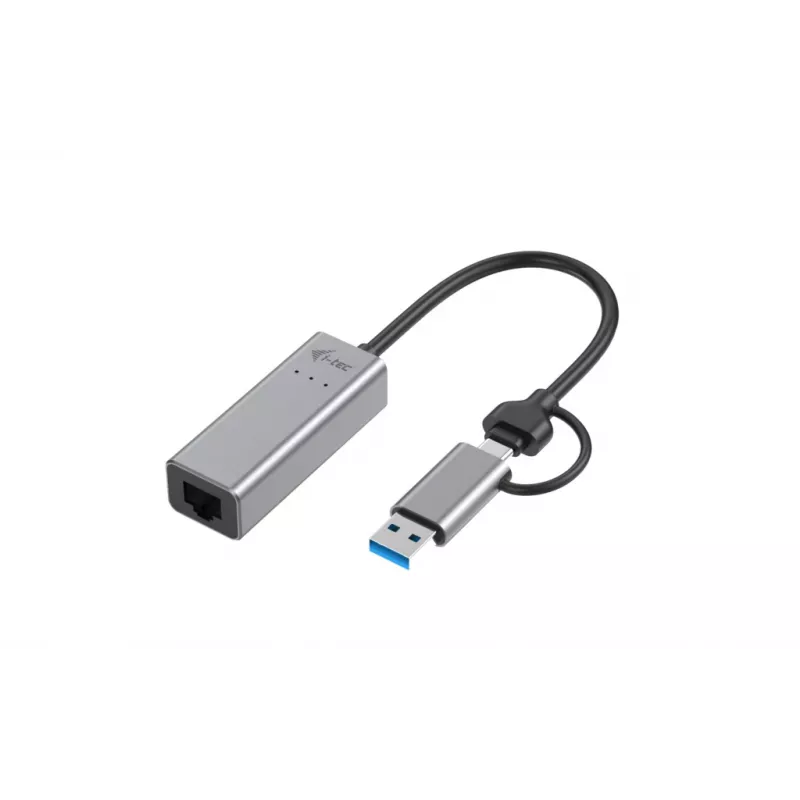 i-tec Metal USB-C/USB-A 2.5Gbps Ethernet Adapter, Wired, USB Type-A/USB Type-C, Ethernet, 2500 Mbit/s, Grey