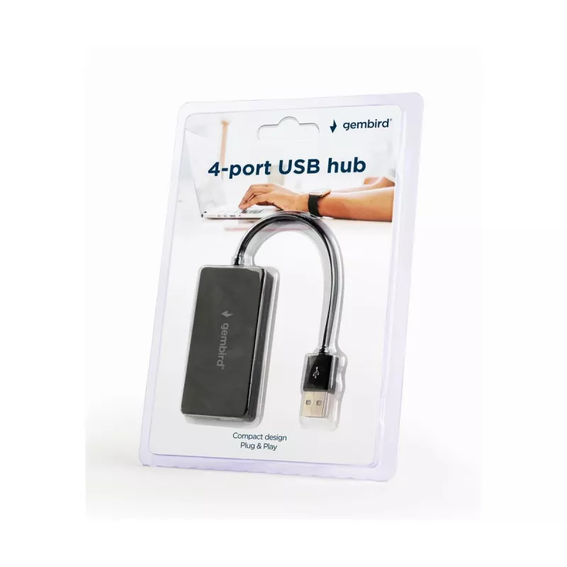 USB hub Gembird UHB-U2P4-04 — 4-port USB 2.0, plug-and-play, black, 480 Mbit/s