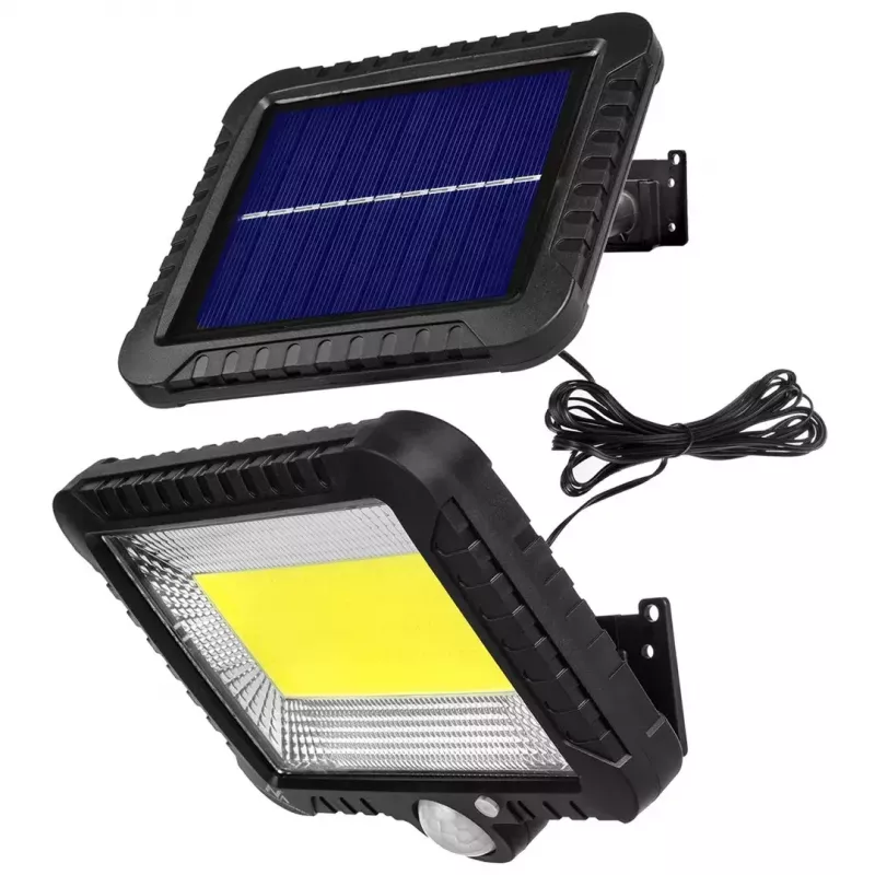 Outdoor solar LED floodlight MACLEAN MCE438, 5W, 400 lm, IP44, Li-Ion 5.2V, wall-mounted, white light, black
