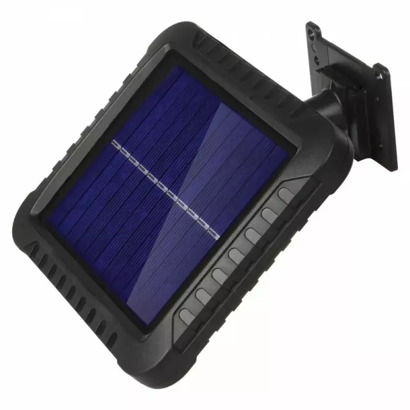 Outdoor solar LED floodlight MACLEAN MCE438, 5W, 400 lm, IP44, Li-Ion 5.2V, wall-mounted, white light, black