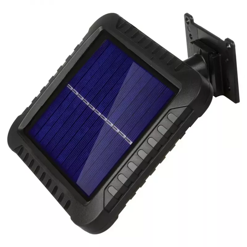 Outdoor solar LED floodlight MACLEAN MCE438, 5W, 400 lm, IP44, Li-Ion 5.2V, wall-mounted, white light, black