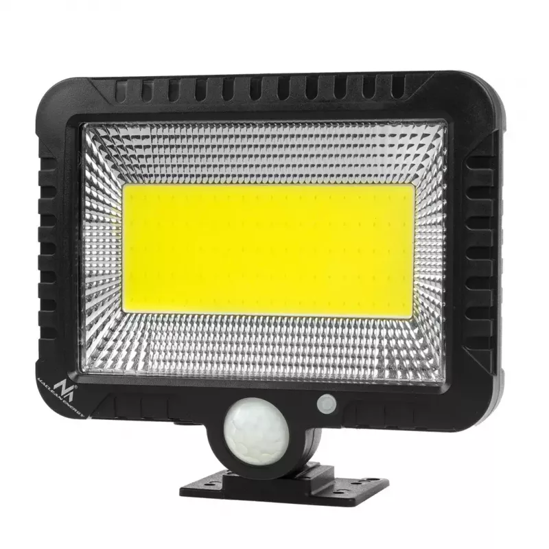 Outdoor solar LED floodlight MACLEAN MCE438, 5W, 400 lm, IP44, Li-Ion 5.2V, wall-mounted, white light, black